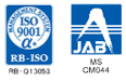 認証マーク：ISO9001／認証マーク：JAB